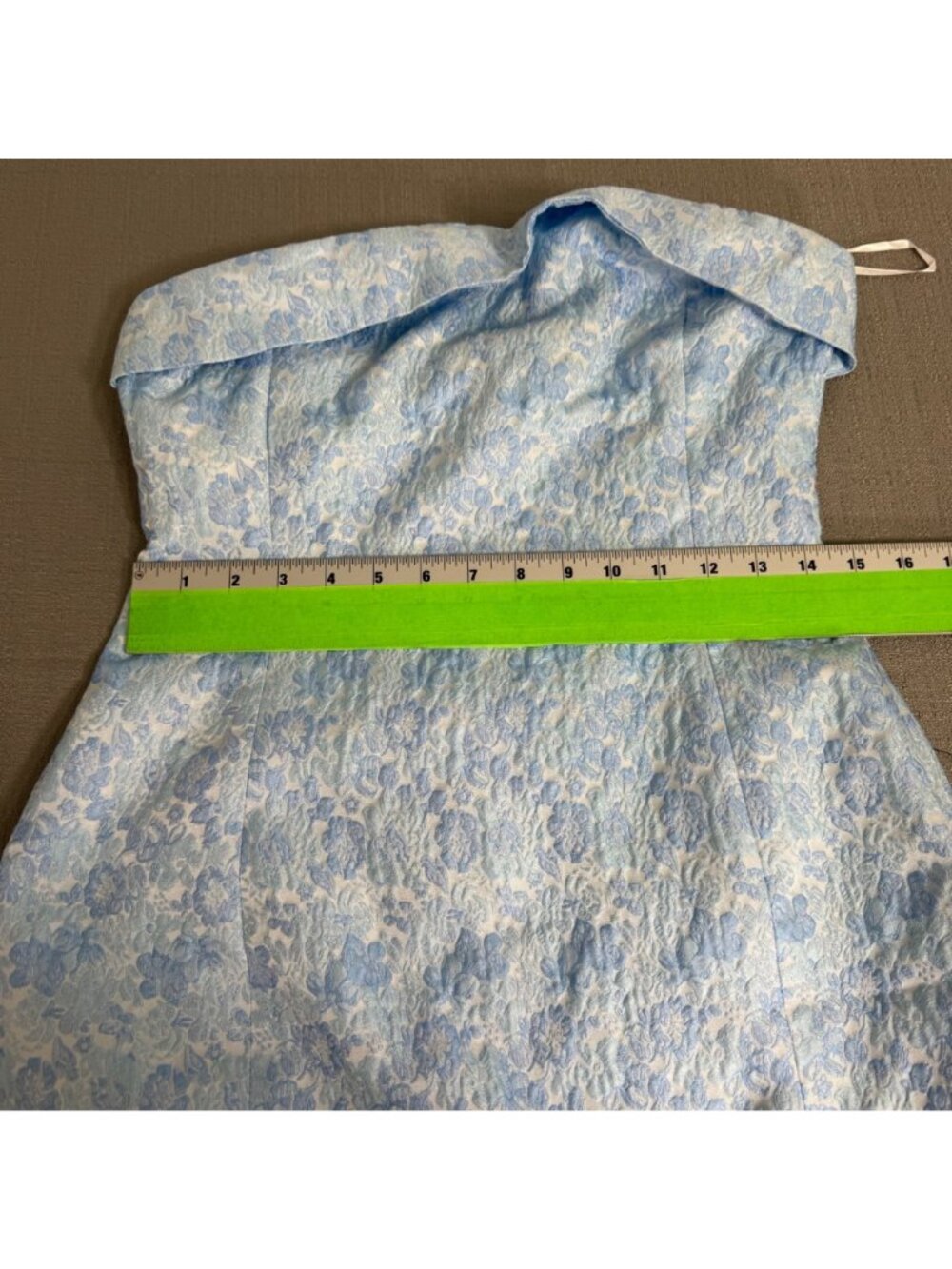 Lulus Delicate Destiny Light Blue Jacquard Strapless Mini Dress Bodycon Medium - Picture 9 of 16